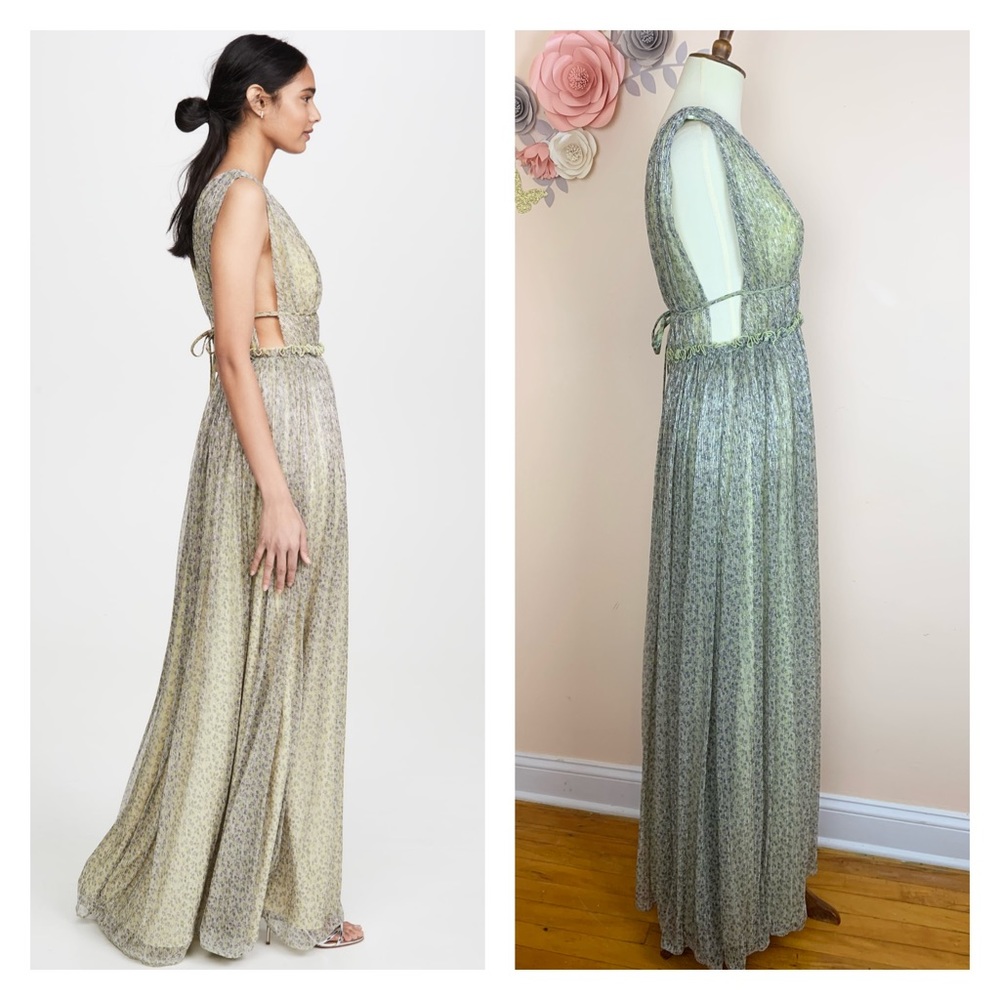 New! JONATHAN SIMKHAI Plisse Metallic Maxi Dress - Picture 9 of 14